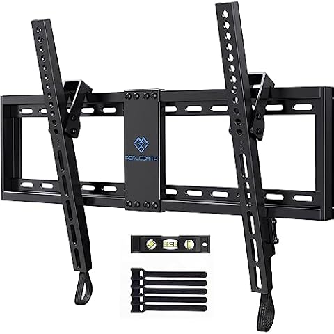PERLESMITH UL Listed TV Mount for Most 37-82 inch TV, Universal Tilt TV Wall Mount Fits 16”- 24” Wood Stud with Loading 132 lbs & Max VESA 600x400mm, Low Profile Flat Wall Mount Bracket PSLTK1 Cover
