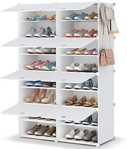 HOMIDEC Shoe Rack, 8 Tier Shoe Storage Cabinet 32 Pair Plastic Shoe Shelves Organizer for Closet Hallway Bedroom Entryway
