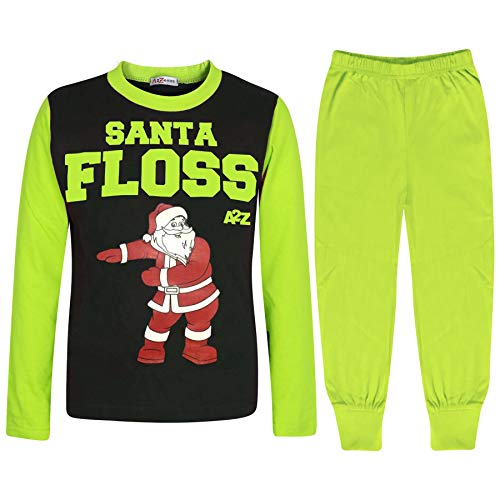 Pyjamas enfants de Noël lime et imprimé Père Noël de 2 à 13 ans