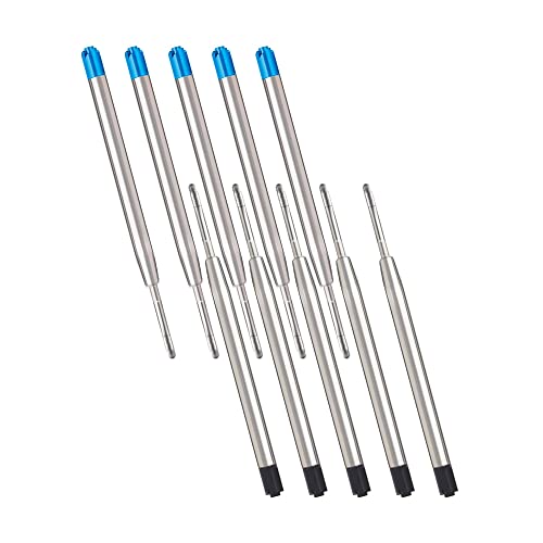 10 x Kugelschreiberminen Metall Kugelschreiber Ersatzminen für G2-Format Kompatible Parker Kugelschreiber Minen Schreibfarbe 5xBlau+5xSchwarz