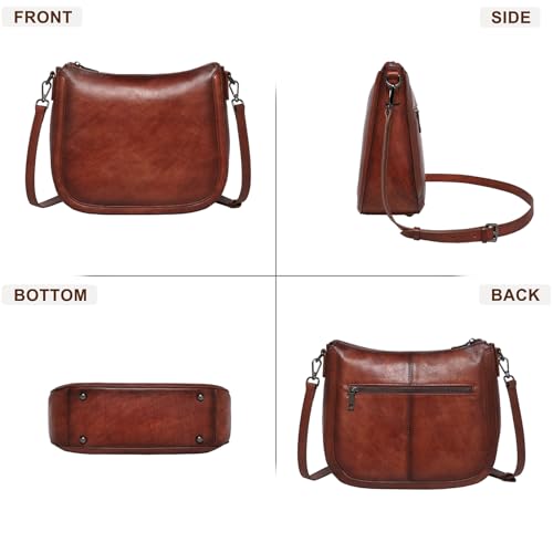 COOLCY Real Leather Crossbody Bags for Women Handbags Ladies Hobo Shoulder Purse Vintage Satchel Cross Body bag with 2 straps by COOLCY - Used condition - Image 4