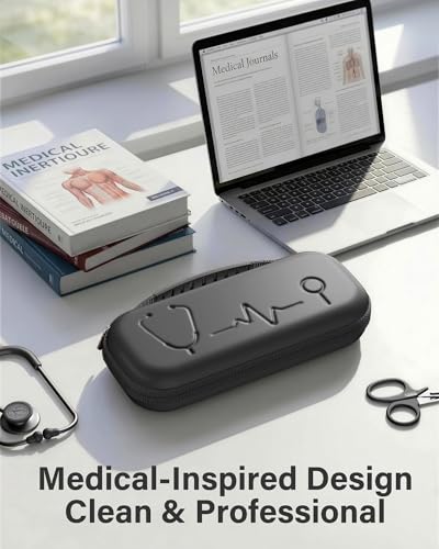 Image of ProCase Stethoscope Case for 3M Littmann Classic III & Cardiology IV -Black | Hard Protective Carrying Bag Fits MDF, ADC, Omron Stethoscopes, Medical Storage Organizer for Nurses & Nursing Students
