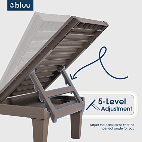 Bluu Chaise Lounge Chairs For Outdoor Patio Use | Adjustable With 5 Positions | Wood Texture Design | Waterproof | Easy To Assemble | Max Weight 330 Lbs | Set Of 6 #TOP1