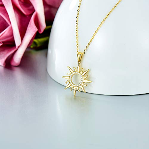 Blocaci 14K Gold Sun Necklaces for Women with Moissanite Sun Pendant Necklace, 16''-18''4