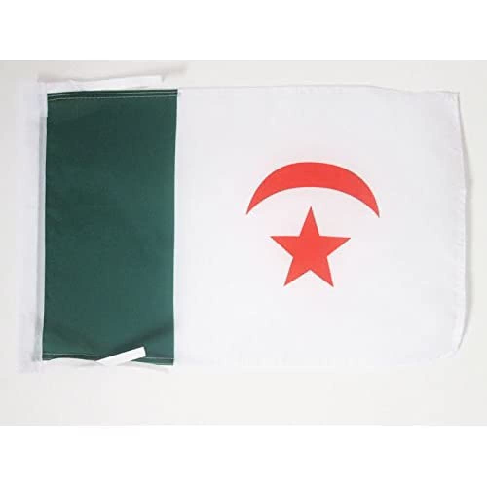 AZ FLAG - Algerian National 1960 Flag - 18'' x 12'' - 100% Polyester Algeria old Small Banner with Two Cords - Fade Resistant - Vivid Colors - 18x12 in - 45x30 Cm — image 1