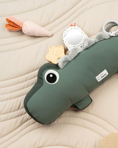 Done by Deer Tummy Time Kissen - Baby Bauchlage Kissen und Sensorik Spielzeug ab 3 Monate - mit Spiegel, Knistergeräuschen und Taktilen Texturen sowie Beißring für Zahnungshilfe