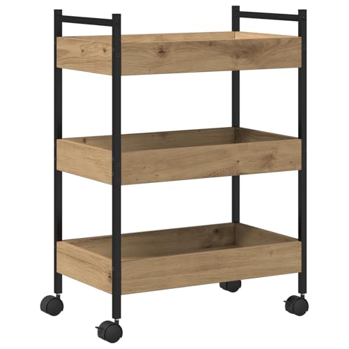 vidaXL Carrello da Cucina in Legno Industriale con Ruote Bloccabili Finitura in Rovere Artigianale 50 X 30 70 cm Storage Mobile per Buffet e Carrello Organizzatore Multifunzionale Durevole
