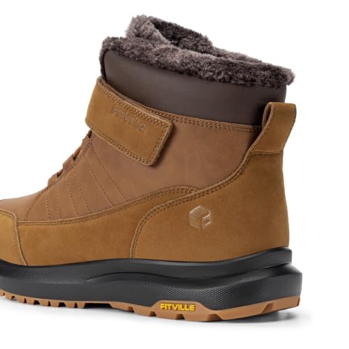 Image of FitVille Wide Width Mens Winter Boots Fur Lined Extra Wide Snow Boot Lightweight Non Slip Outdoor Mens Diabetic Shoes for Flat Feet