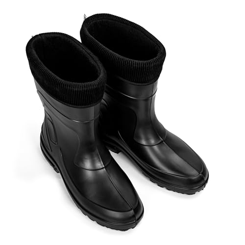 HEYO Damen Gummistiefel Halbhoch Regenstiefel Wasserdicht Gefüttert Stiefel Stiefeletten für Herbst Winter Jessy (Schwarz, EU Schuhgrößensystem, Erwachsene, Numerisch, M, 38)