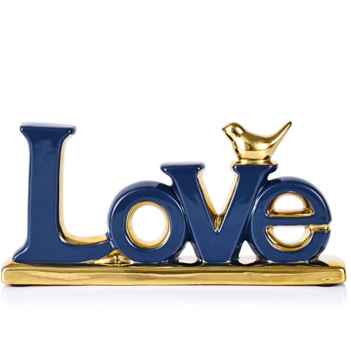 Figura decorativa Love azul y dorado para hogar miniatura 1