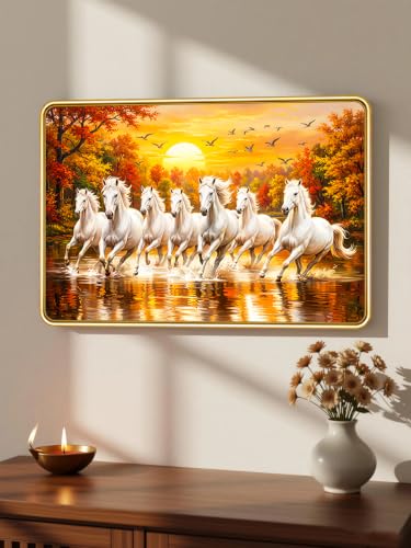 Image of 7 Running Horses Vastu Photo Frame, 16x24 Inch