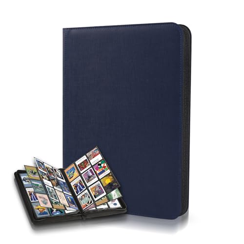ELAKIRI Album Cartas para 540 Tarjetas, 9 - Bolsillos Toploader Binder con 7X9 cm Funda, Archivador Cartas con Funda de Cuero Impermeable y Cremallera, Card Guardian para MTG, Cartas Juego,Pokemon