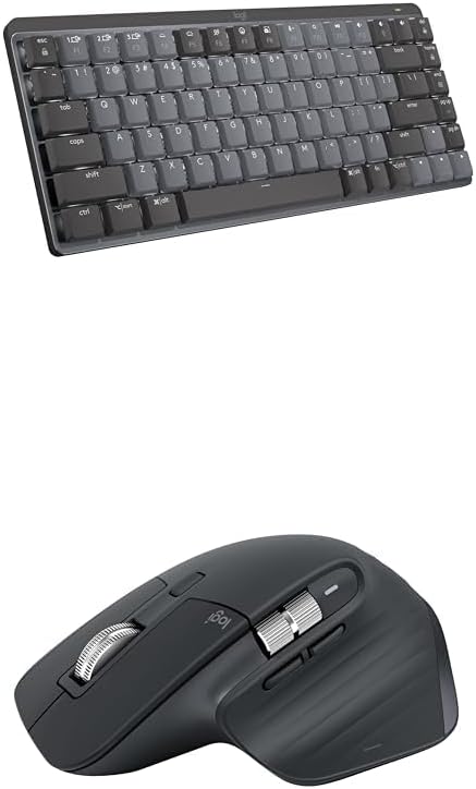 Logitech MX Mechanical Mini Wireless Illuminated Keyboard, Tactile Quiet Switches + MX Master 3S Bluetooth Edition Wireless Mouse, No USB Receiver - Ultra-Fast Scrolling, Ergo, 8K DPI, Graphite