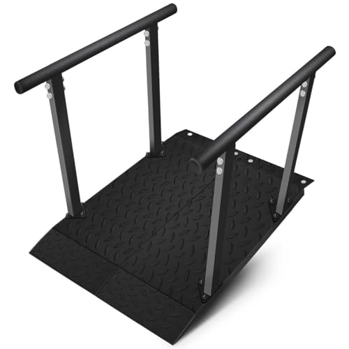 Image of 4'L x 33''W Heavy Duty Portable Wheelchair Ramp with Rubber Handrails