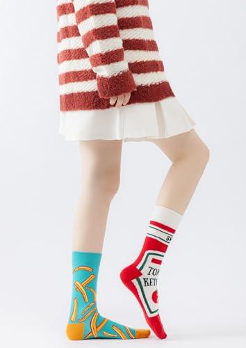 Image of 2 Pairs Cartoon Animal Crew Socks Fun Cotton Mid Calf Socks for Women