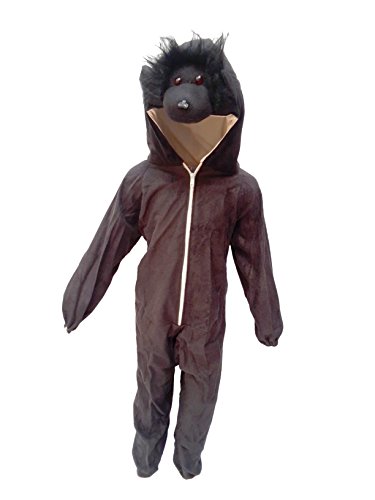 Image of Kaku Fancy Dresses Fleece Gorilla Wild Animal Costume For Kids - Black, 5-6 Years | Animal Fancy Dress For Boys & Girls