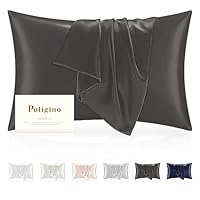 Poligino Zijden kussensloop, 100% zijde, 50 x 70 cm, superzacht zijden kussensloop, 22 momme, allergiearme kussenslopen voor bescherming van haar en huid, 1 stuk ademende kussensloop, wit