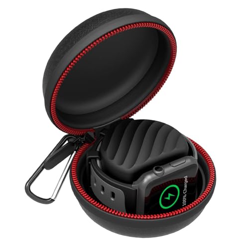 HALLEAST Compatible with for Apple Watch Charger Stand Holder, Charging Station EVA Hard Protective Storage Case Dock for iWatch Series 9 8 7 SE 6 5 4 3 2 1 38mm 40 41 42 44 45mm, No Charger, Black