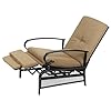 Patio adjustable lounge chair outdoor recliner metal automatic chaise chair with removable cushions brown  urban country home decor