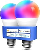 meross Smart LED Light Bulb, Smart WiFi LED Bulbs Compatible with Apple HomeKit, Siri, Alexa, Google Home & SmartThings, Dimmable E26 Multicolor 2700K-6500K RGBWW, 810 Lumens 60W Equivalent, 2 Pack