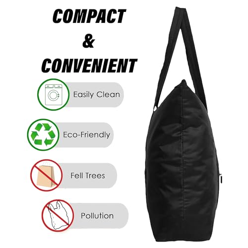 Image of Kuber Industries Clothes Storage Bag with Handle | Foldable Grocery Hand Bag | Pack of 2 | Black