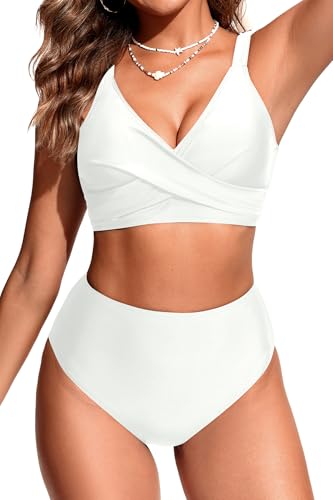 Aqua Eve Women's High Waisted Bikini Set Two Piece Tummy Control Swimsuits High Cut Bathing Suits 20252