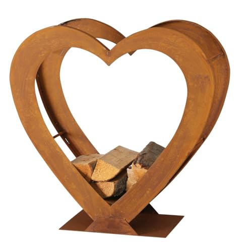 mucHome Kaminholzregal aus Metall, Herz-Design, Freistehend,...