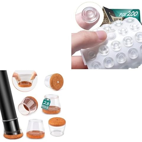 28pcs Round Chair Leg Protectors and 200pcs Cabinet Door Bumpers Cover