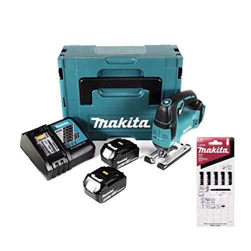 Makita DJV 182 RTJ Akku Pendelhubstichsäge 18V Brushless + 2x Akku 5,0Ah + Ladegerät + 8x Sägeblatt + Makpac