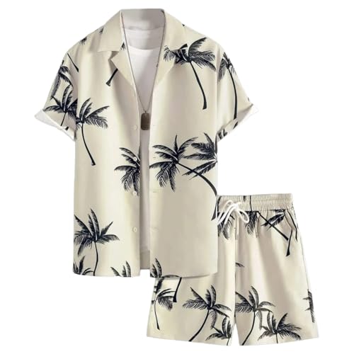 Chemise hawaïenne homme avec short imprimé palmiers pour vos soirées d'été et vacances à la plage
