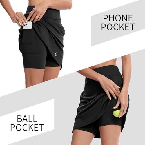 Image of M MOTEEPI Modest Knee Length Skorts Skirts for Women Tennis Athletic Golf Skort with Pockets UV Protection High Waist