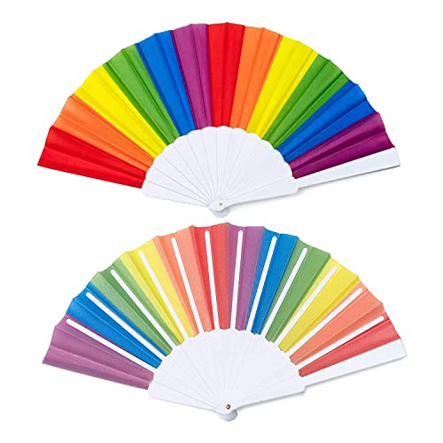 Tiamu 12Er- Pack Regenbogen Handfächer Hochzeitsdeko, LGBTQ- Tragbare Bunt Handfächer Falten, Stoff Taschenfächer, Hand Fan Asiatische Gastgeschenk für Musikfestiva, Party, Wedding, Fotografie-5