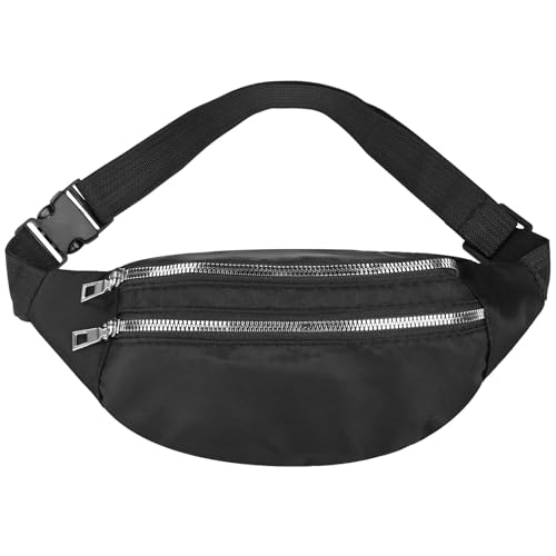 Riñonera negra para mujer, ajustable, impermeable, riñonera para mujer, riñonera de moda para viajes, senderismo, fiestas, correr, adecuada para uso diario, Black
