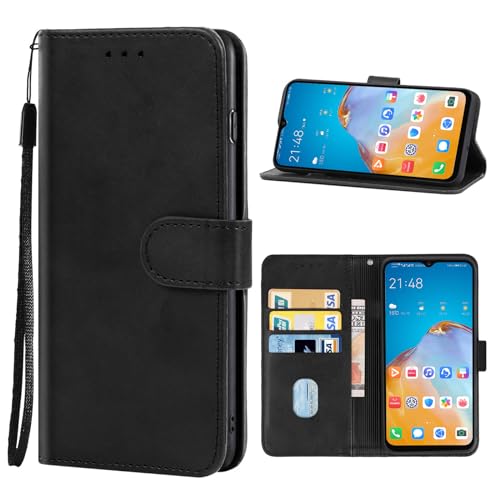 PULUZ Leather Phone Case Protective Cover with Hand Strap Card Slots and Wallet Function for Samsung Galaxy A03 Core (Black)