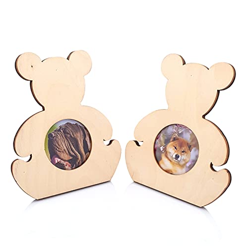 Primolegno 2 marcos de fotos de osito de niño de madera natural | Dimensiones 21x23cm | con cristal de protección | Utilícelos al natural para sus fotos o decorativos para hacerlos únicos Cover