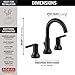 Delta Trinsic Matte Black Bathroom Faucet 3 Hole, 8 Inch Widespread Bathroom Sink Faucet for Vanity, Metal Push-Pop Drain Assembly, Matte Black 3559-BLMPU-DST