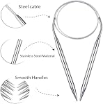 8pcs Aiguilles circulaires pour câbles de tricotage 31.5Inch(80cm) Kit d'aiguille de tricotage de qualité supérieure en acier inoxydable 8 Tailles Aiguilles à tricoter Set Aiguille Circulaire pour le Projet de Tissage(2mm,3mm,4mm,4.5mm,5mm,6mm,7mm,8mm)