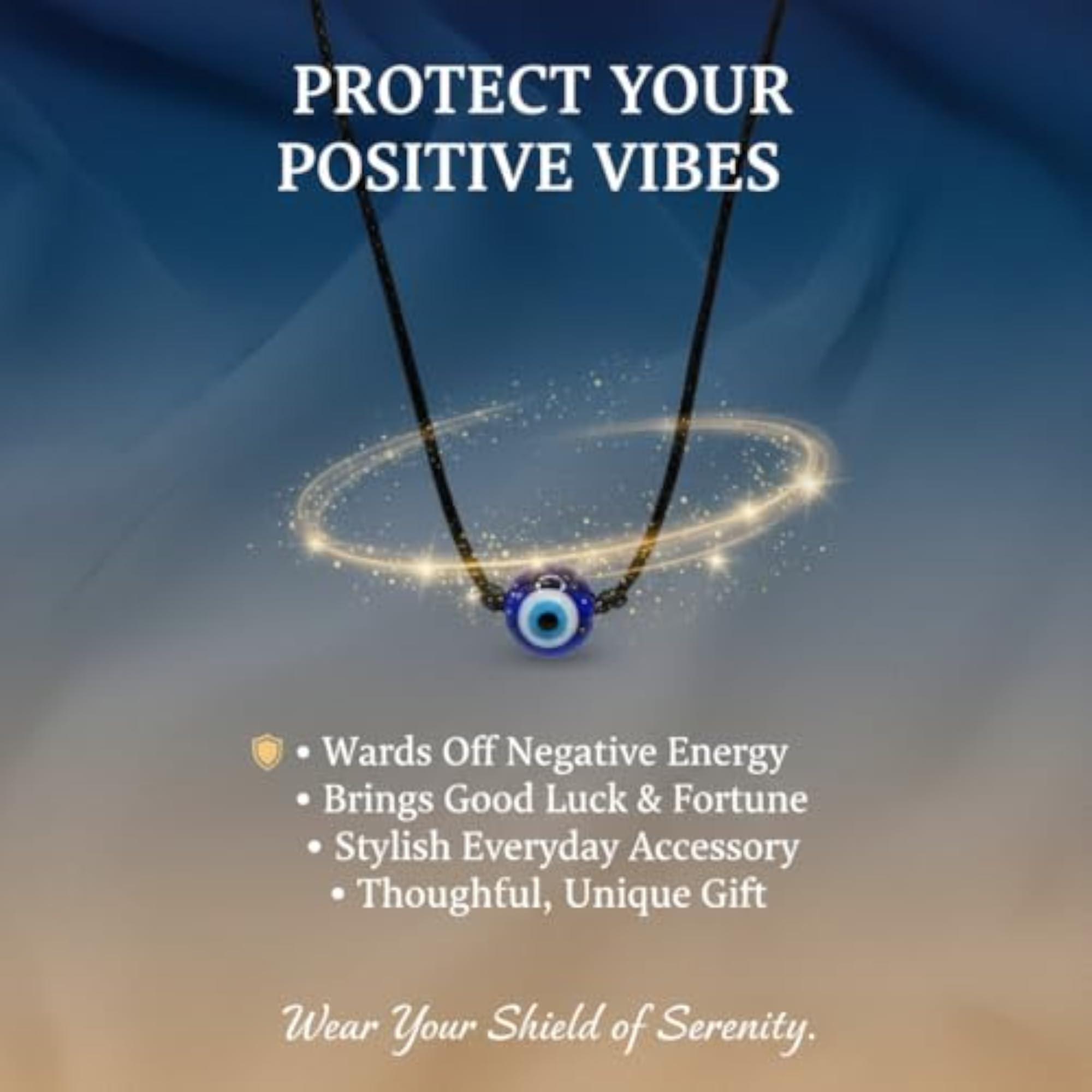 Trendy Evil Eye Pendant Necklace with Black Thread, Unisex Gift
