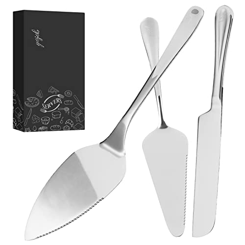 Yojob Wedding Cake Knife And Server Set, Simple Style Cake Cutting Set, Pastry Pie Server For Wedding, Birthday, Parties, Events (Sliver) #TOP2