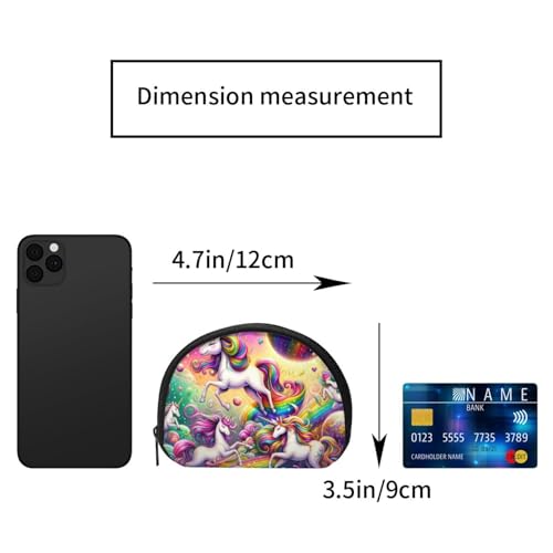 Portable Coin Purse Magical-Horse-Planets-Rainbow Mini Zippered Money Pouch Card Holder2
