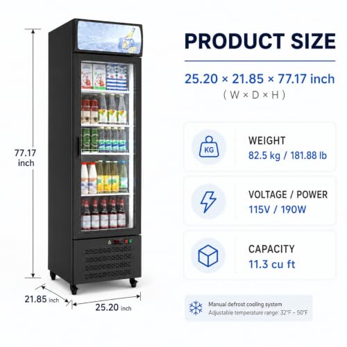 Image of Garvee Commercial Beverage Display Refrigerator 11.3Cu.Ft