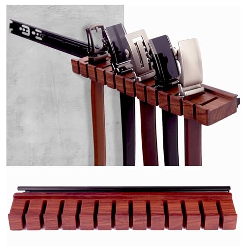 12 Belts Walnut Wood Belt Holder with Slide, Left or