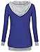 Timeson Thin Hoodie, Women's 2 in 1 Style V-Neck Long Sleeve Pullover Hoodies with Kangaroo Pocket Royal Blue Medium