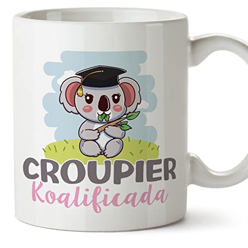 MUGFFINS Tazas para CROUPIER mujer - En Español - Koalificado/koalificada - 11 oz / 330 ml - Regalo original y divertido