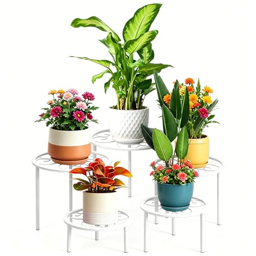5 Pack Metal Plant Stands, Plant Shelf, Plant Holders for Indoor Outdoor