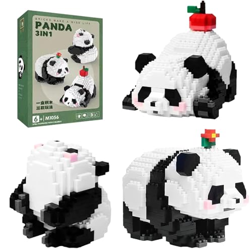 SHUOHONG Panda Mini Building Blocks Set, Set di Mini Mattoncini da Costruzione, Panda Cute Animals Building Set, Mini Bricks Riutilizzabile, per Adatto a Bambini dai 6 Anni in su Adulti (940 PCS)