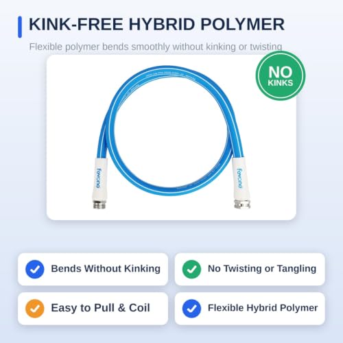 Image of FEVONE 5 ft Lead-in Garden Hose, Hose Reel Leader Hose | Flexible No Kink, Hybrid Polymer Heavy Duty Water Hose, 5 /8 ID, 600 PSI, Aluminum 3 /4 GHT Fittings for Garden Watering