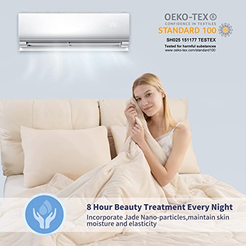 Auemtyn Cooling Comforter,Cooling Blanket For Hot Sleepers With Q-Max 0.45 Arc-Chill Cooling Fiber,Warm Cooling Side Cooling Bed Comforters For Night Sweats,Machine Washable(90" X 108",Beige) #TOP2
