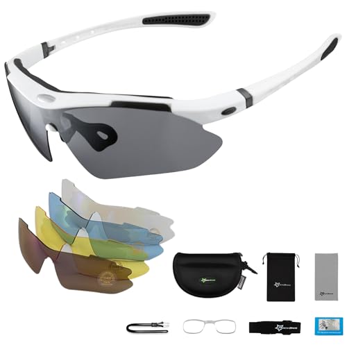 MUGI Gafas de Sol Polarizadas para Ciclismo - 5 Lentes, Protección UV 400