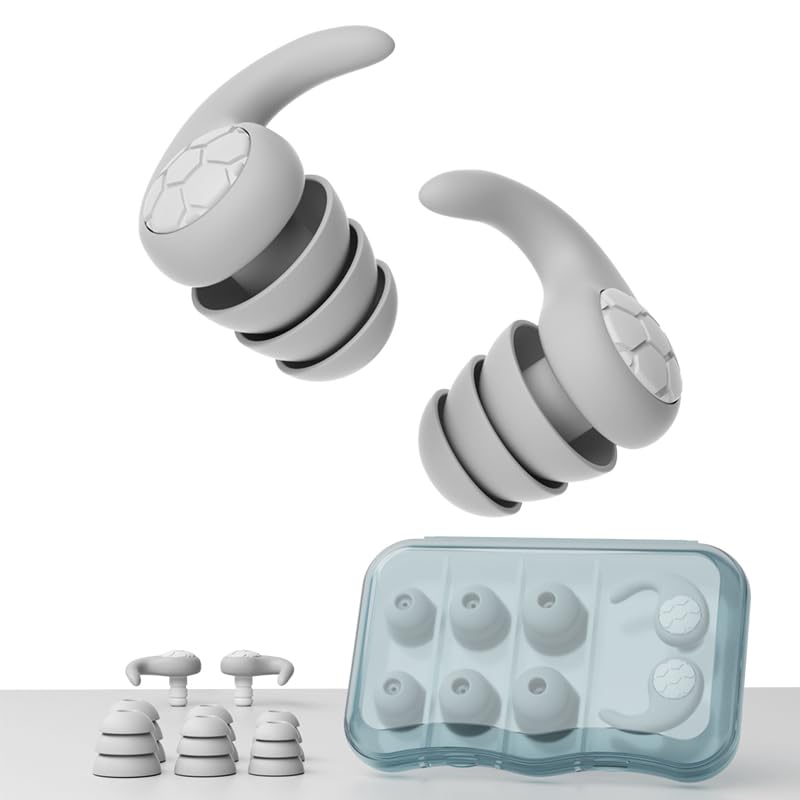 Swimming Ear Plugs, Waterproof Reusable Silicone Swim Earplugs for Swimming Surfing Snorkeling Showering and Water Pool,Beach,Ocean (Gray)
